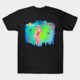 Flower Girl with Butterflies T-Shirt